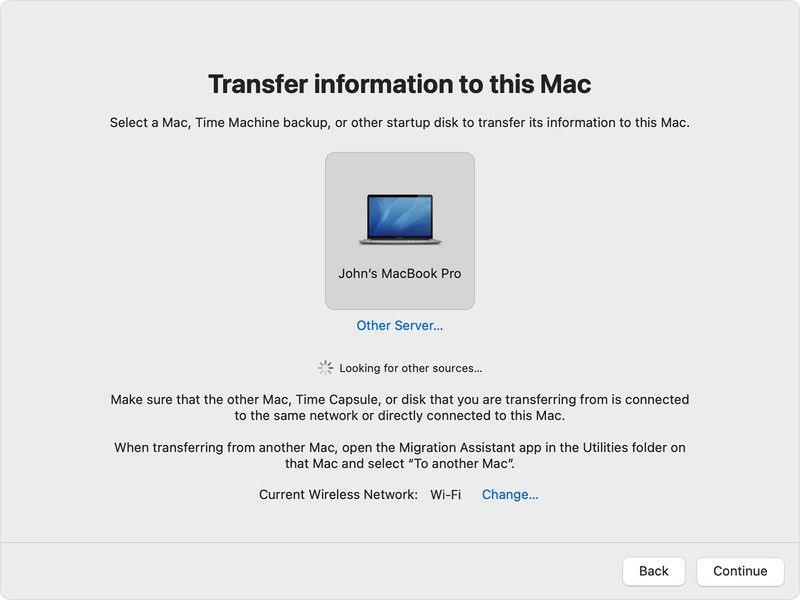 macos big sur migration assistant transfer from source