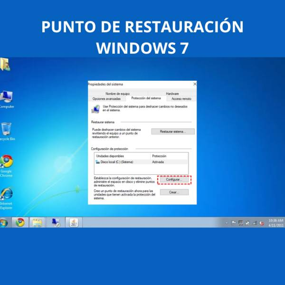 Cómo crear un punto de restauración en Windows 7